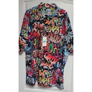 NWT Fresh Prince of Bel-Air Graffiti Button Up Shirt Men's Size 5XL